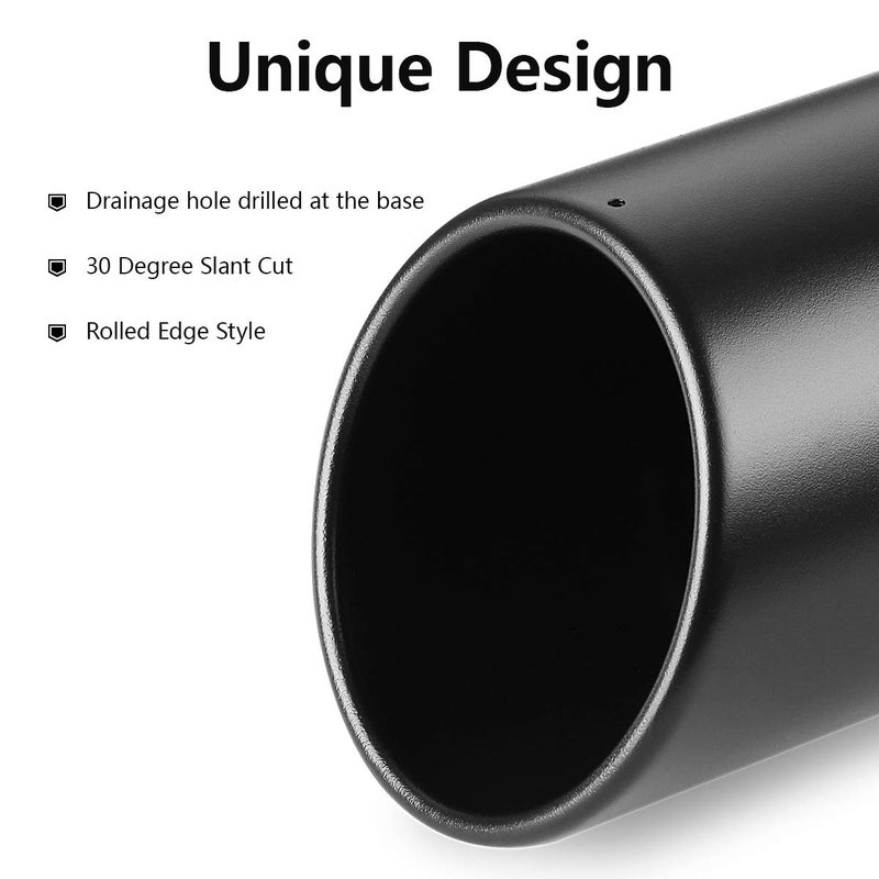 A-KARCK Exhaust Tip 3 Inch Inlet, 3" Inlet 5" Outlet 12" Long Black Coated Finish Muffler Tip for Truck Tailpipe, Stainless Steel Rolled Edge - Image 3